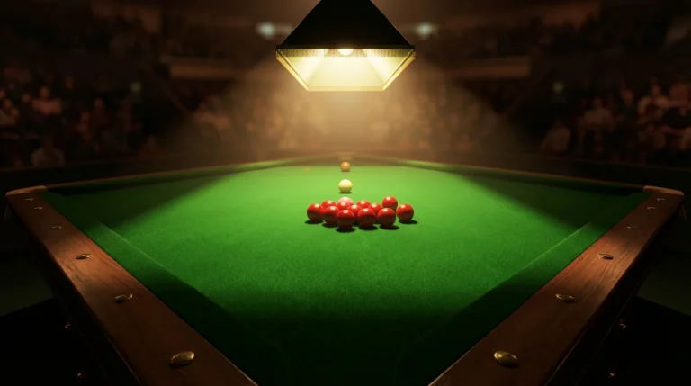 Table de snooker avec plusieurs billes alignées pour un coup combiné